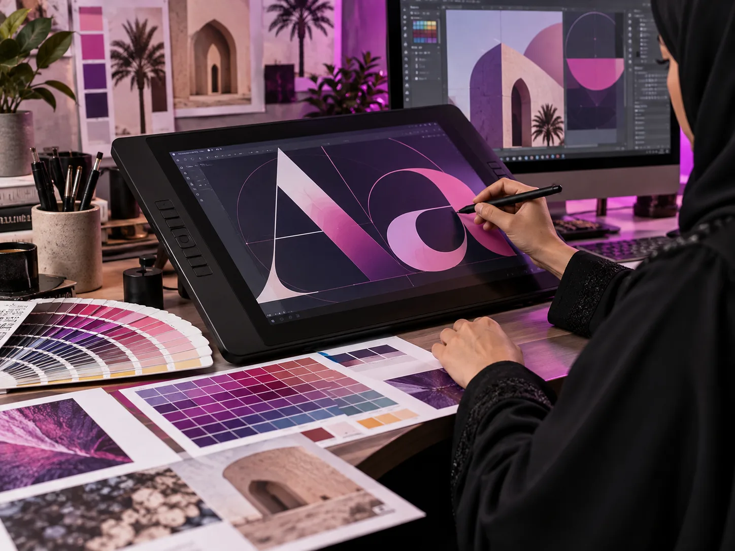 تصميم الهوية البصرية والألوان والمطبوعات